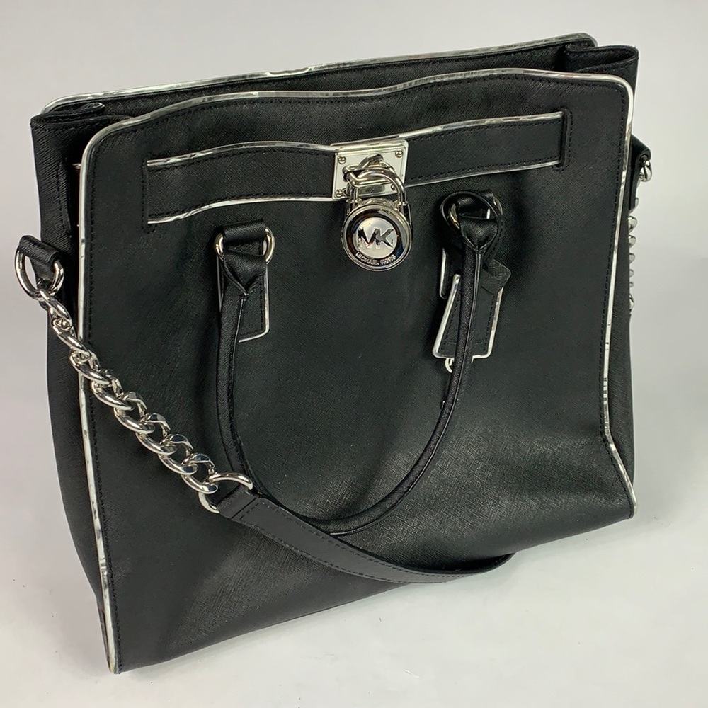 Michael Kors LG Blk Hamilton Specchio Leather Tote